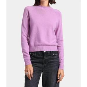 NEW MINNIE ROSE cashmere long sleeve shrunken top in purple heart